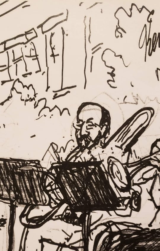 sketch of a trombone player